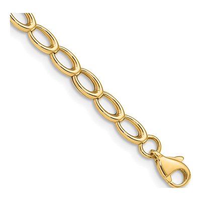 14K Yellow Gold 4mm Semi-Solid Oval Open Link Chain Bracelet