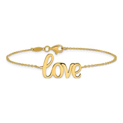 14K Yellow Gold LOVE Script Bracelet – view 4