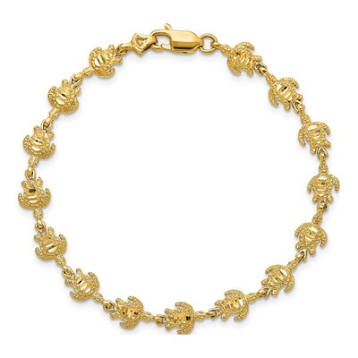 14K Yellow Gold Textured Turtle Bracelet – view 5