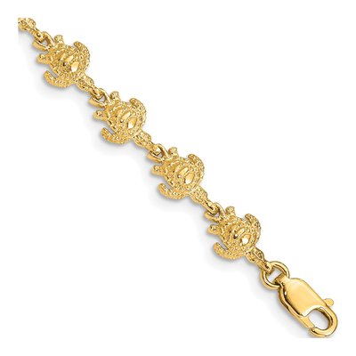 14K Yellow Gold Textured Turtle Bracelet
