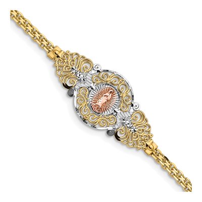 14K Two-Tone Gold Our of Guadalupe Bracelet