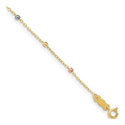 14K Tri-Color Gold Beaded Bracelet