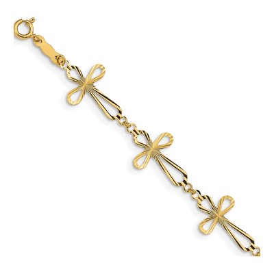 14K Yellow Gold Open Cross Bracelet