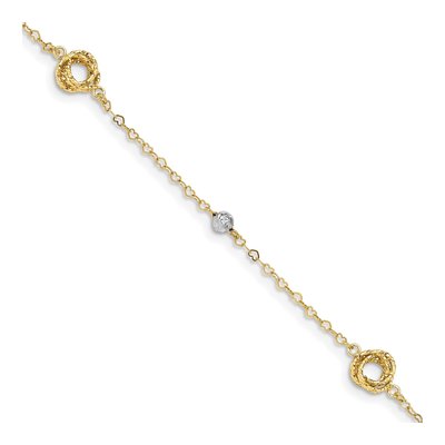 14K Two-Tone Gold Love Knot Heart Link Bracelet