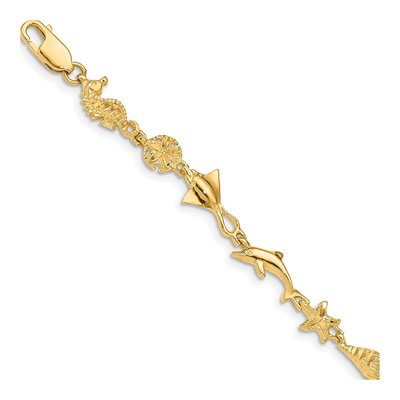 14K Yellow Gold Ocean Motif Bracelet