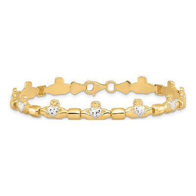 14K Yellow Gold Claddagh Link Bracelet – view 4