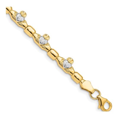 14K Yellow Gold Claddagh Link Bracelet