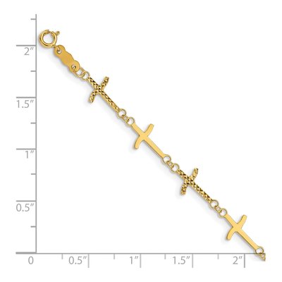 14K Yellow Gold Diamond-Cut Cross Bracelet, 7 In – view 4