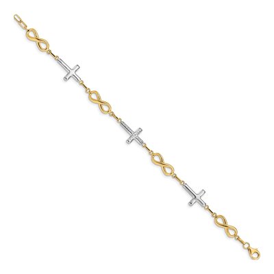 14K Yellow Gold Cross Infinity Link Bracelet – view 3