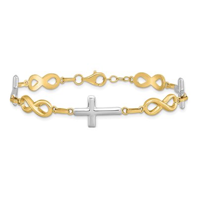 14K Yellow Gold Cross Infinity Link Bracelet – view 4