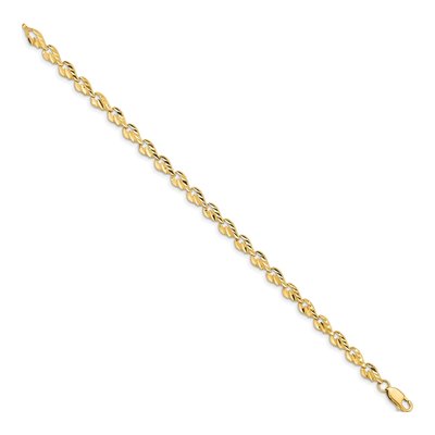 14K Yellow Gold Diamond-Cut Leaf Link Bracelet – view 3