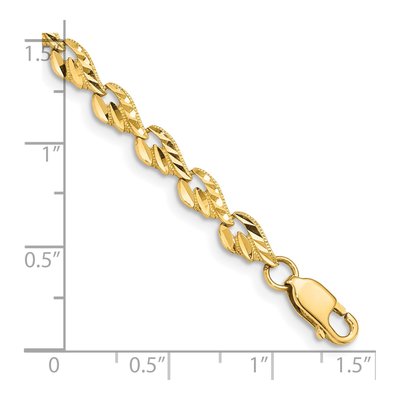 14K Yellow Gold Diamond-Cut Leaf Link Bracelet – view 5