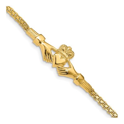 14K Yellow Gold Claddagh Bismark Bracelet