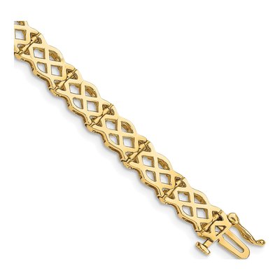 14K Yellow Gold Criss Cross Link Bracelet