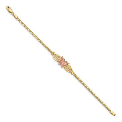 14K Two-Tone Gold Diamond-Cut Butterfly Bismark Bracelet – view 2