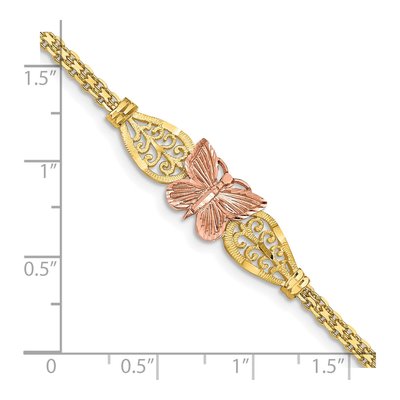 14K Two-Tone Gold Diamond-Cut Butterfly Bismark Bracelet – view 3
