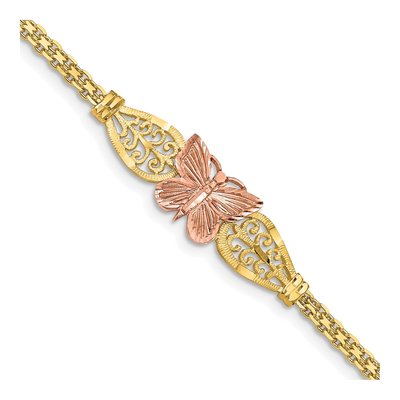 14K Two-Tone Gold Diamond-Cut Butterfly Bismark Bracelet