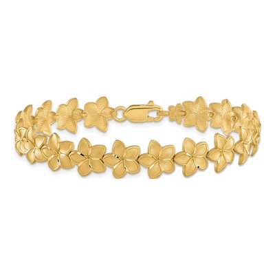 14K Yellow Gold Plumeria Floral Bracelet – view 4