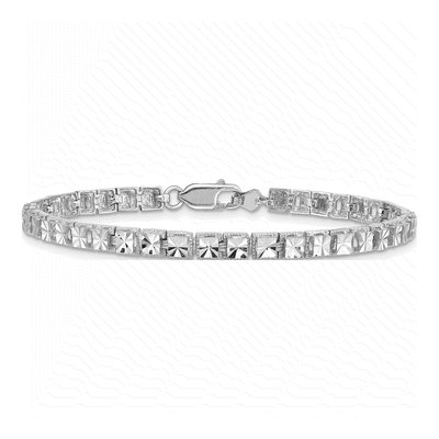 14K White Gold Diamond-Cut Squares Bracelet – view 4