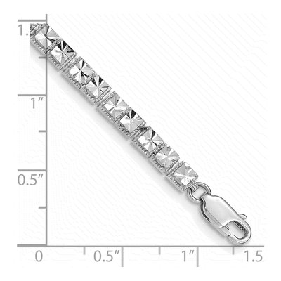 14K White Gold Diamond-Cut Squares Bracelet – view 5