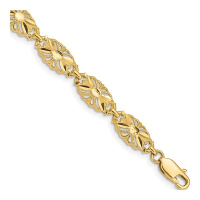 14K Yellow Gold Diamond-Cut Filigree Bracelet