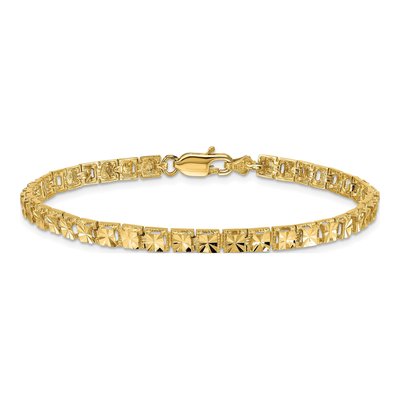 14K Yellow Gold Diamond-Cut Squares Bracelet – view 4