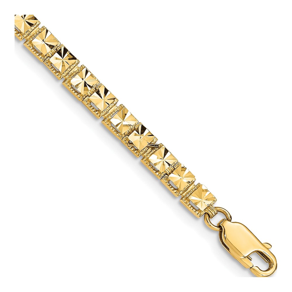 14K Yellow Gold Diamond-Cut Squares Bracelet