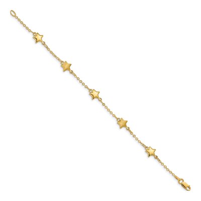 14K Yellow Gold Puffed Star Station Bracelet – view 3