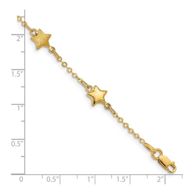 14K Yellow Gold Puffed Star Station Bracelet – view 4