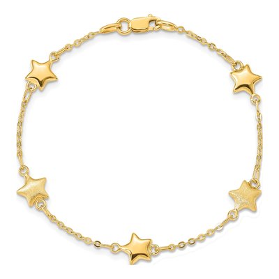 14K Yellow Gold Puffed Star Station Bracelet – view 5