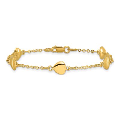 14K Yellow Gold Puffed Hearts Bracelet – view 4