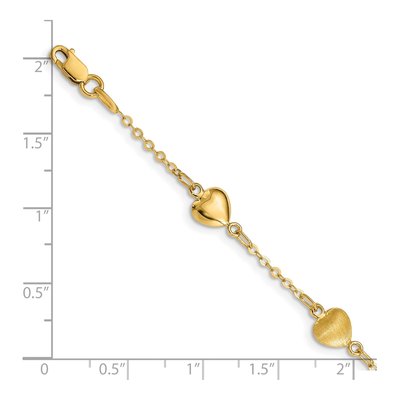 14K Yellow Gold Puffed Hearts Bracelet – view 5