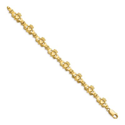 14K Yellow Gold Claddagh Link Bracelet – view 3