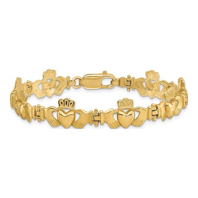 14K Yellow Gold Claddagh Link Bracelet – view 5