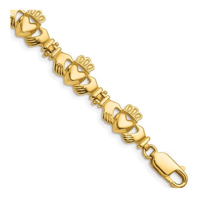 14K Yellow Gold Claddagh Link Bracelet