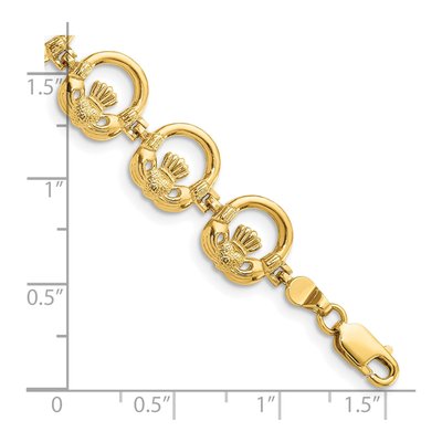14K Yellow Gold Claddagh Circle Horizontal Bracelet – view 3