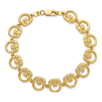 14K Yellow Gold Claddagh Circle Horizontal Bracelet – view 4