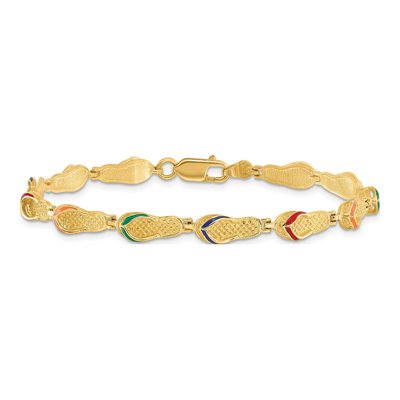 14K Yellow Gold Enameled Flip Flop Bracelet – view 4
