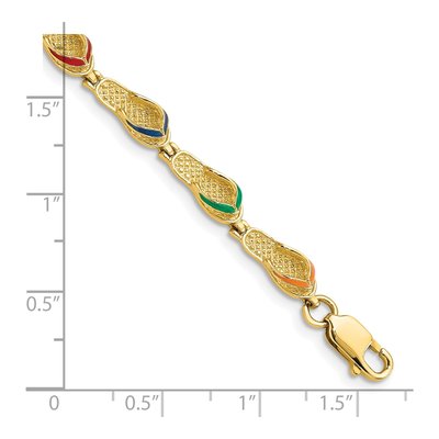 14K Yellow Gold Enameled Flip Flop Bracelet – view 5