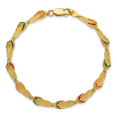 14K Yellow Gold Enameled Flip Flop Bracelet – view 6