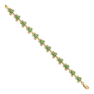 14K Yellow Gold Green Enamel Sea Turtle Bracelet – view 3