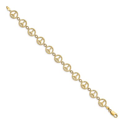 14K Yellow Gold Peace Sign Bracelet – view 2