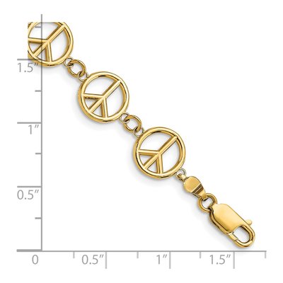 14K Yellow Gold Peace Sign Bracelet – view 3
