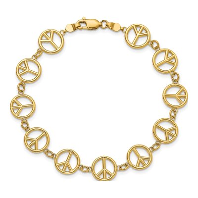 14K Yellow Gold Peace Sign Bracelet – view 4