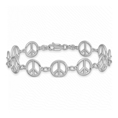 14K White Gold Peace Sign Bracelet – view 4