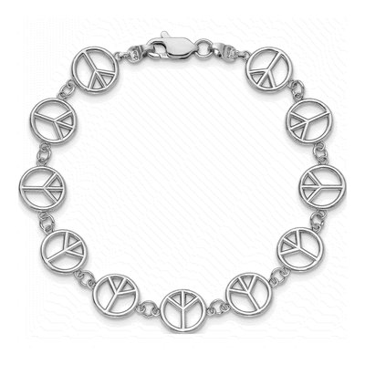 14K White Gold Peace Sign Bracelet – view 5