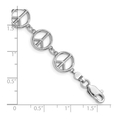 14K White Gold Peace Sign Bracelet – view 6
