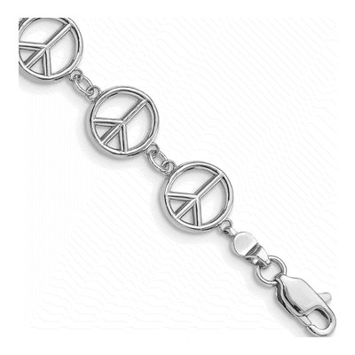 14K White Gold Peace Sign Bracelet