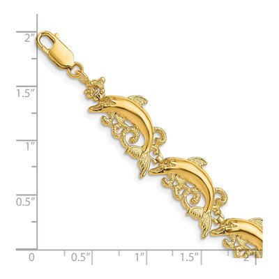 14K Yellow Gold Dolphin Waves Bracelet – view 3