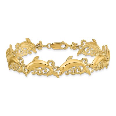 14K Yellow Gold Dolphin Waves Bracelet – view 4